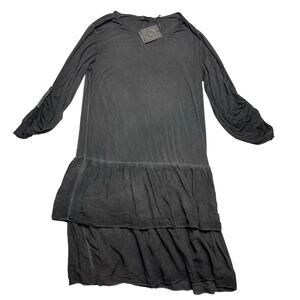 Winters Start Long Sleeve Draped Knit Dress Made in Italy One Size